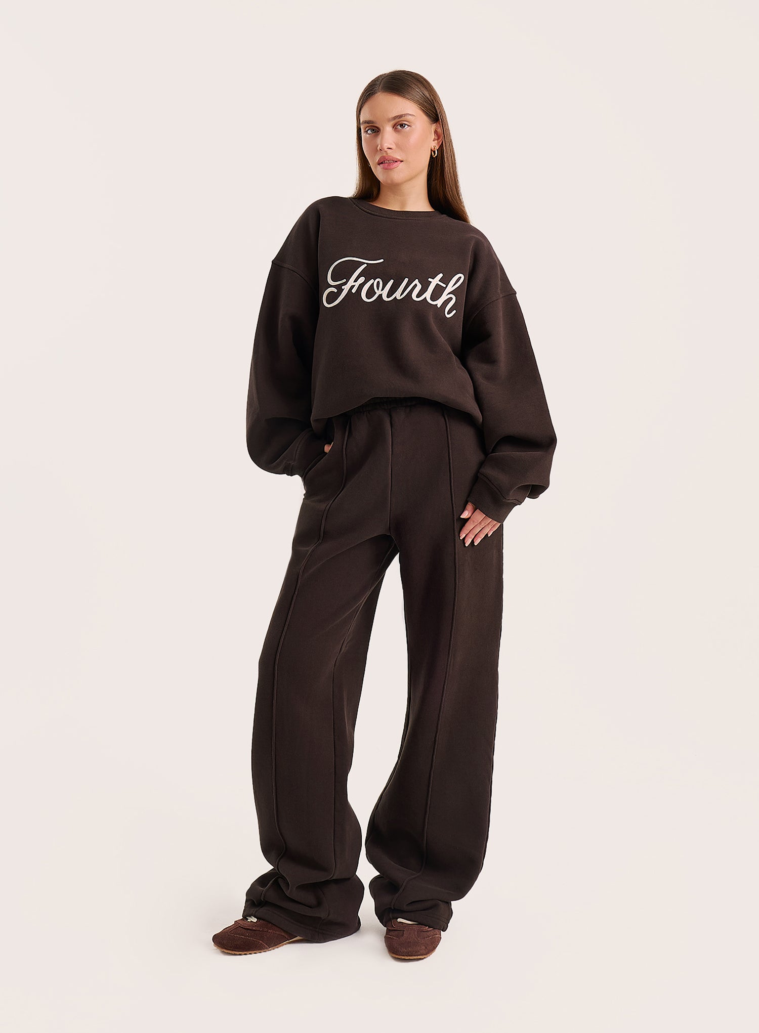 Chocolate 4th Wide Leg Branded Joggers